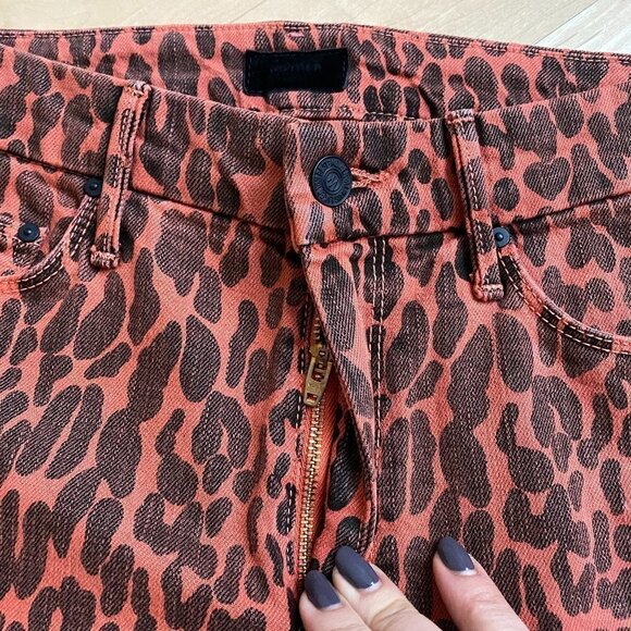 MOTHER BNWT Ankle Fray Jeans High Waist Animal - Picture 5 of 11